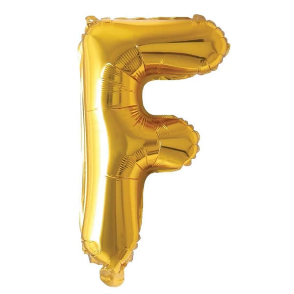 Foil Letter F Balloon 16 inch - Mylar Letter Balloon F Foil Balloon gold. Each 16″ F letter balloon ideal for names, phrases - perfect for any celebration from birthday parties, baby showers and weddings!