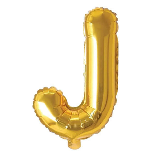 Foil Letter J Balloon 16 inch - Mylar Letter Balloon J Foil Balloon gold. Each 16″ J letter balloon ideal for names, phrases - perfect for any celebration from birthday parties, baby showers and weddings!