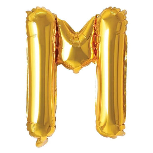 Foil Letter M Balloon 16 inch - Mylar Letter Balloon M Foil Balloon gold. Each 16″ M letter balloon ideal for names, phrases - perfect for any celebration from birthday parties, baby showers and weddings!