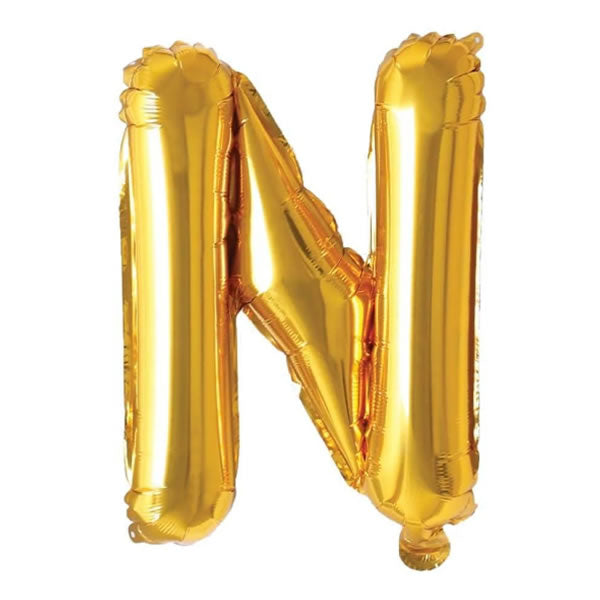Foil Letter N Balloon 16 inch - Mylar Letter Balloon N Foil Balloon gold. Each 16″ N letter balloon ideal for names, phrases - perfect for any celebration from birthday parties, baby showers and weddings!
