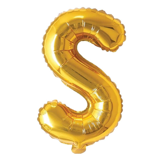 Gold Foil Letter S Balloon 16 inch - Mylar Letter Balloon S Foil Balloon gold. Each Gold 16″ S letter balloon ideal for names, phrases - perfect for any celebration from birthday parties, baby showers and weddings!