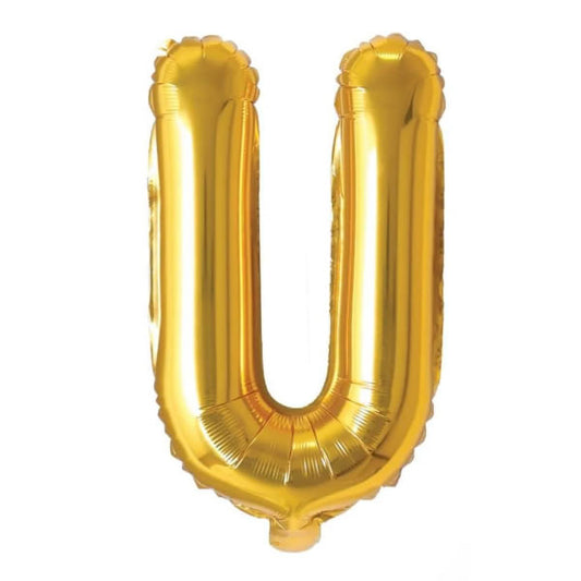Gold Foil Letter U Balloon 16 inch - Mylar Letter Balloon U Foil Balloon gold. Each Gold 16″ U letter balloon ideal for names, phrases - perfect for any celebration from birthday parties, baby showers and weddings!