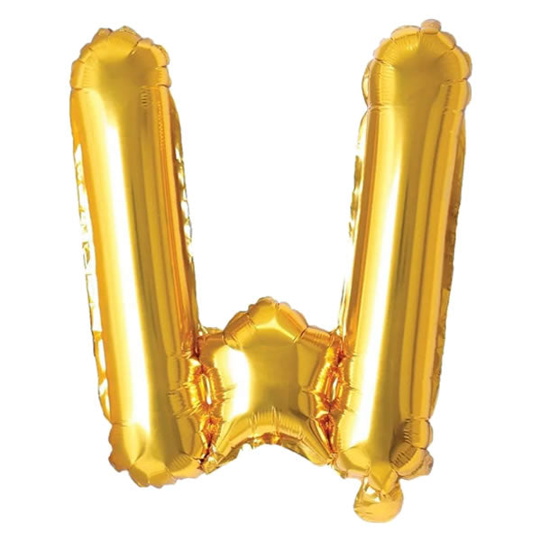Gold Foil Letter W Balloon 16 inch