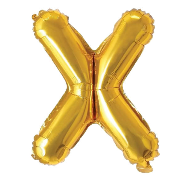 Gold Foil Letter X Balloon 16 inch - Mylar Letter Balloon X Foil Balloon gold. Each Gold 16″ X letter balloon ideal for names, phrases - perfect for any celebration from birthday parties, baby showers and weddings!