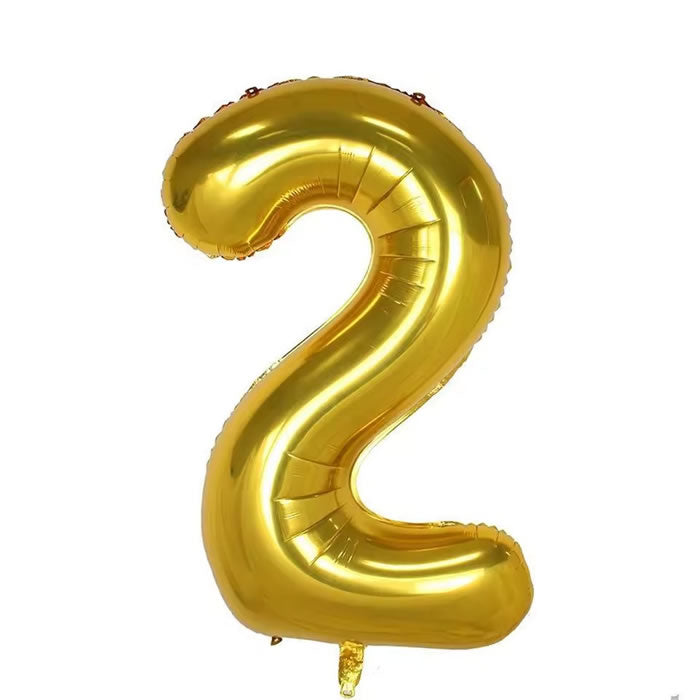 40 inch Gold Number 2 Foil Balloon