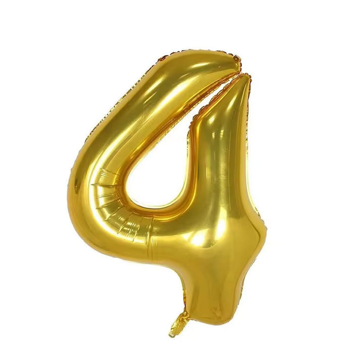 40 inch Gold Foil Number 4 balloon