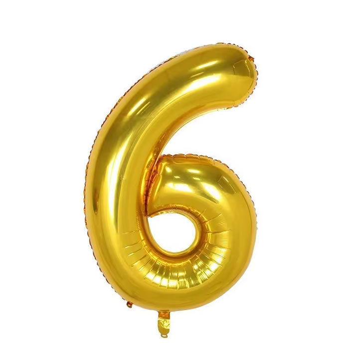 40 inch Gold Foil Number 6 balloon