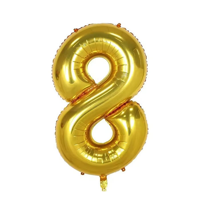 40 inch Gold Foil Number 8 balloon