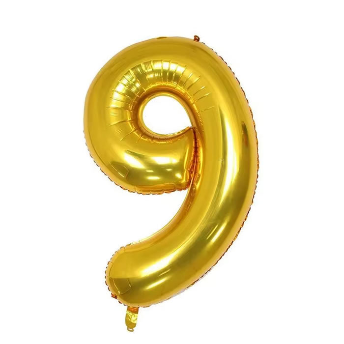 40 inch Gold Foil Number 9 balloon