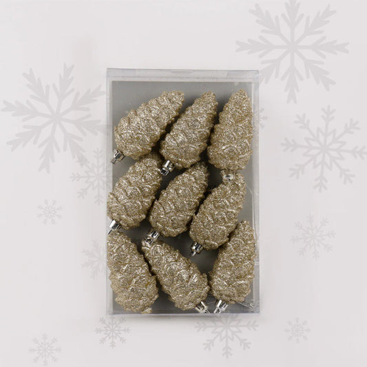 9cm Pinecone Pack Gold