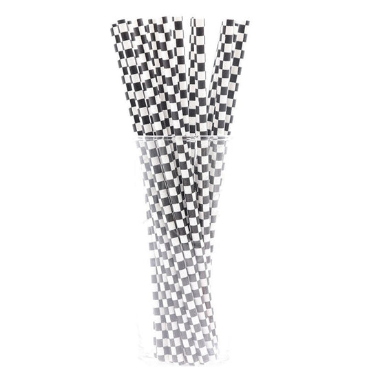 Chequered Flag Paper Straws