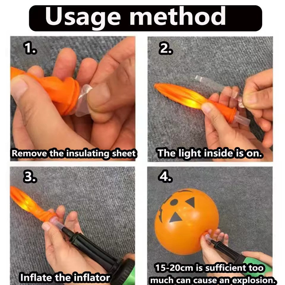 LED Halloween Pumpkin Latex Balloon