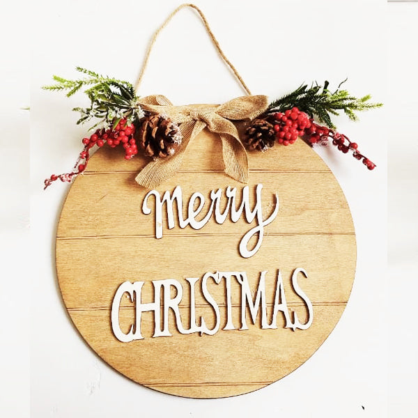 Merry Christmas Wooden Hanging Sign