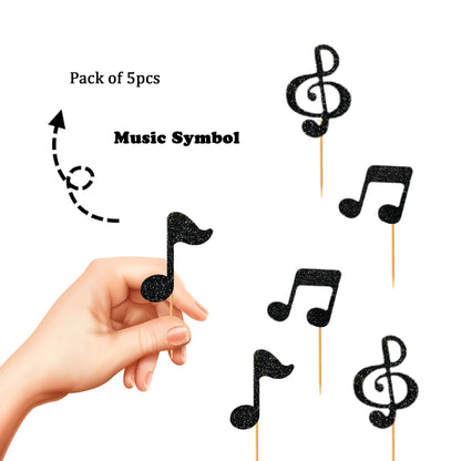 Music Symbol Cup Cake Topper Black