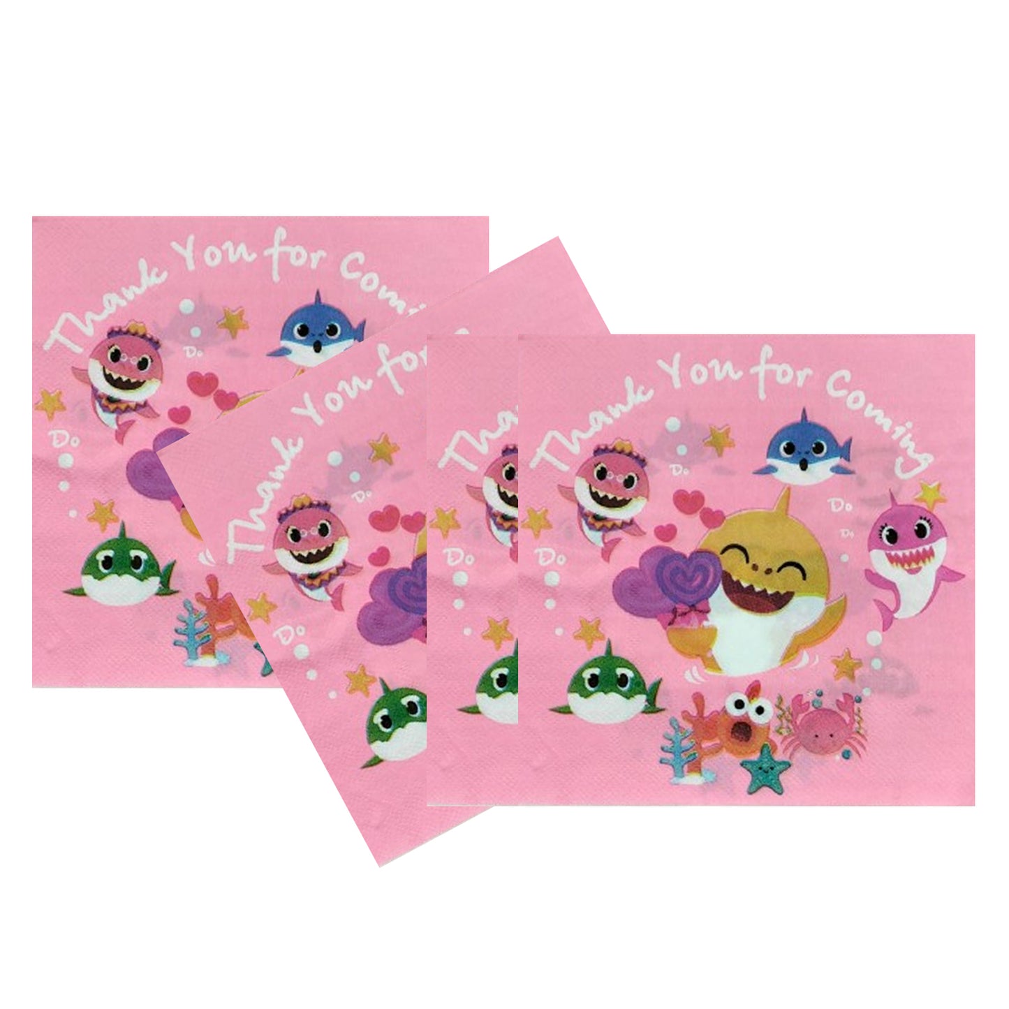 Baby Shark Pink Theme  Napkins