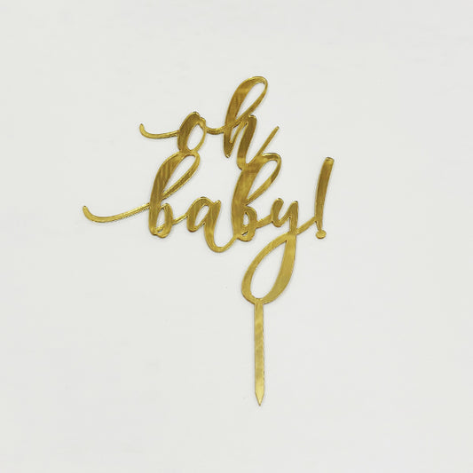 Oh Baby Cake Topper Gold