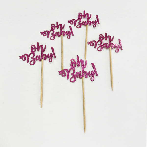 Oh Baby Cup Cake Topper Rose Gold