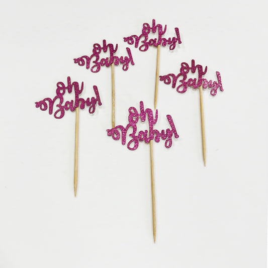 Oh Baby Cup Cake Topper Rose Gold