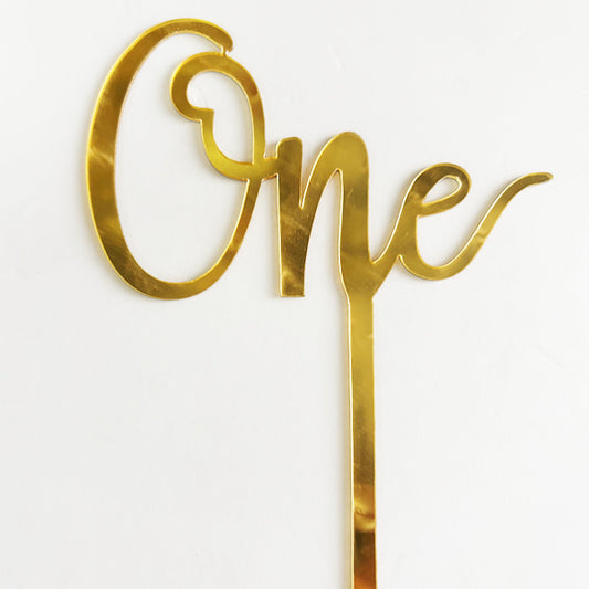 Gold Acrylic One Cake Topper
