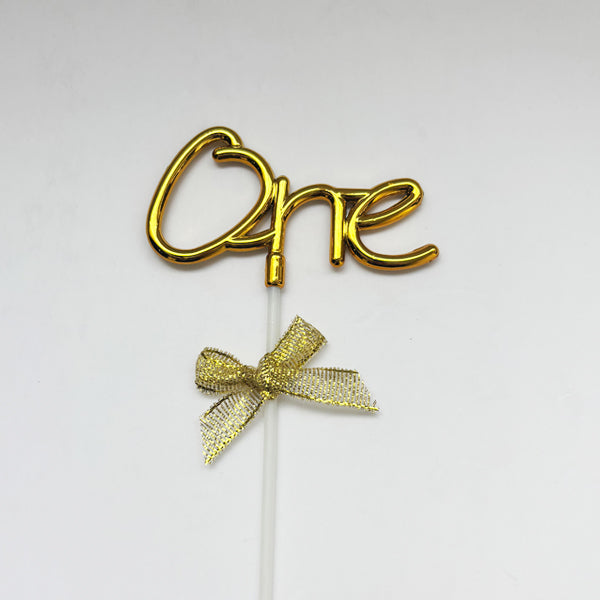 Gold Plastic One Cake Topper