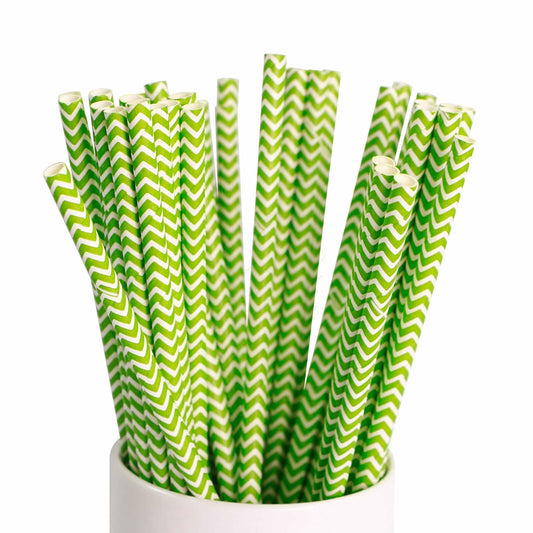 Light Green Chevron Paper Straws