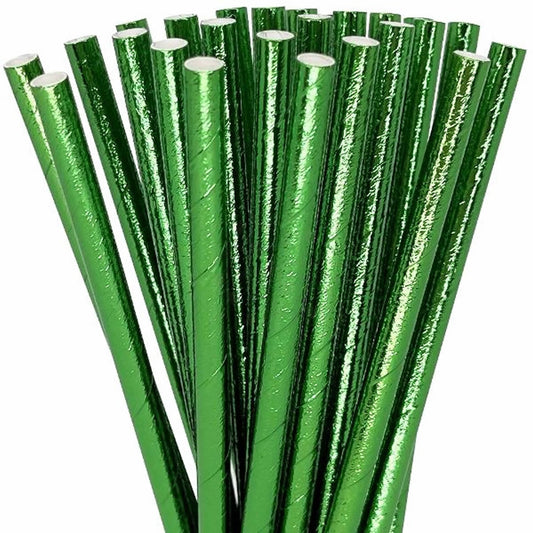 Metallic Green Paper Straws