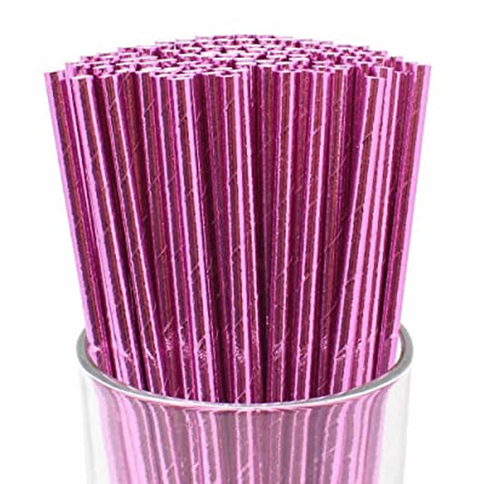 Metallic Pink Paper Straws