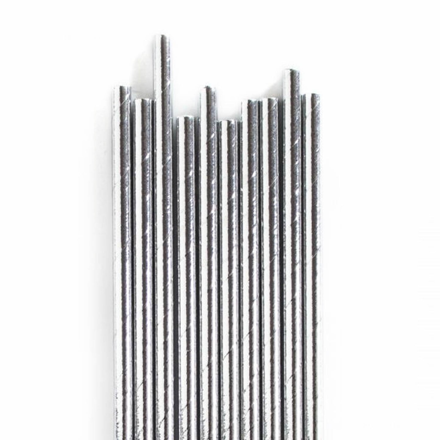 Metallic Silver Paper Straws