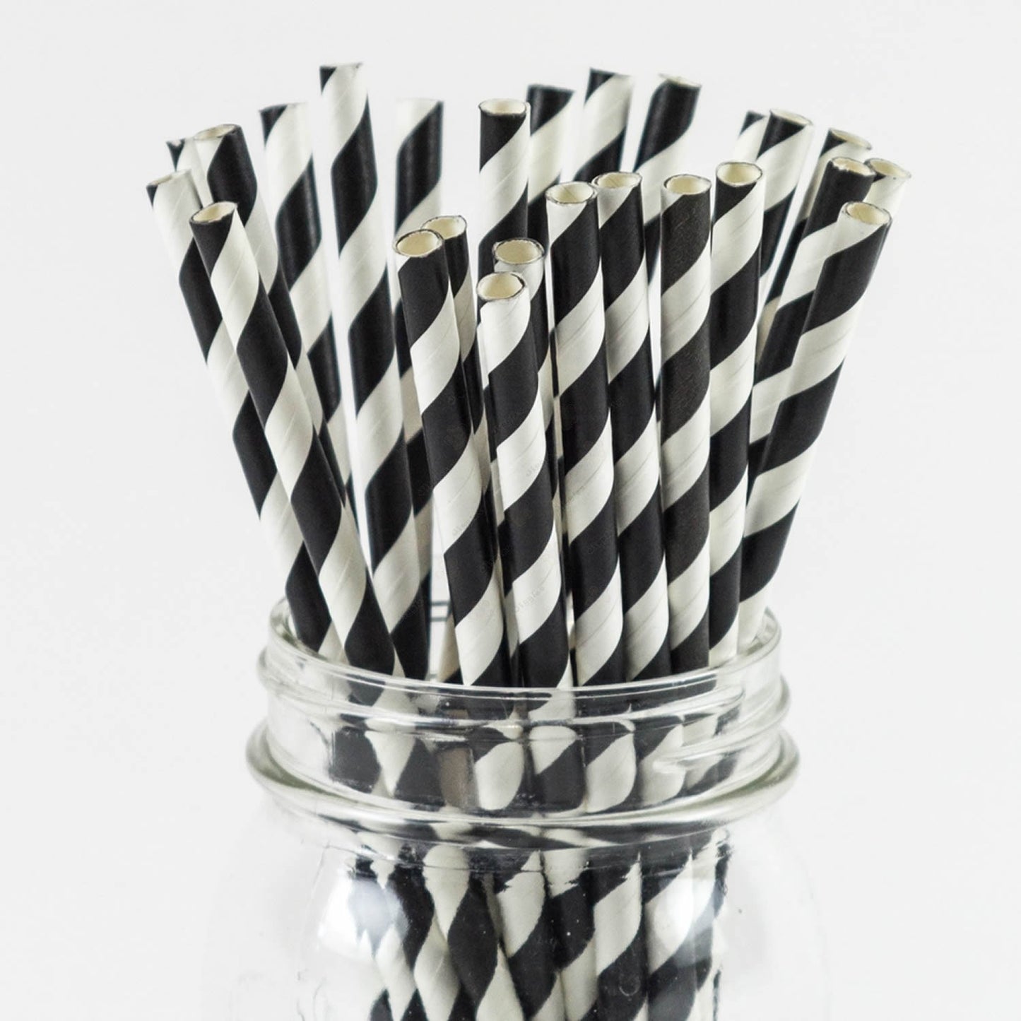 Black Stripe Paper Straw