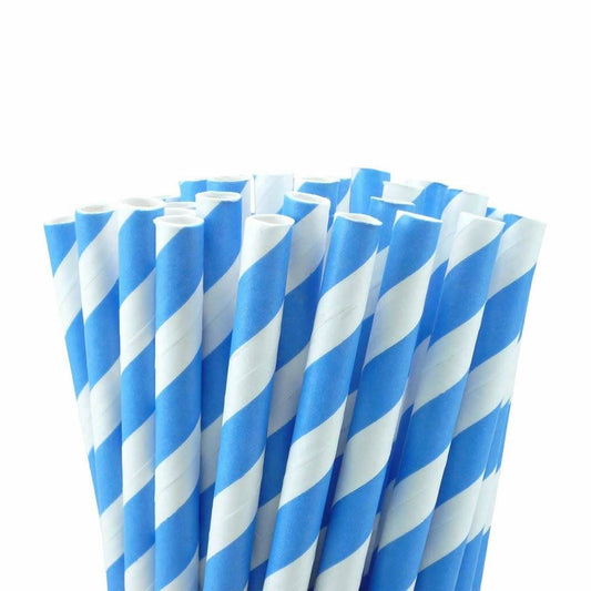 Blue Stripe Paper Straw