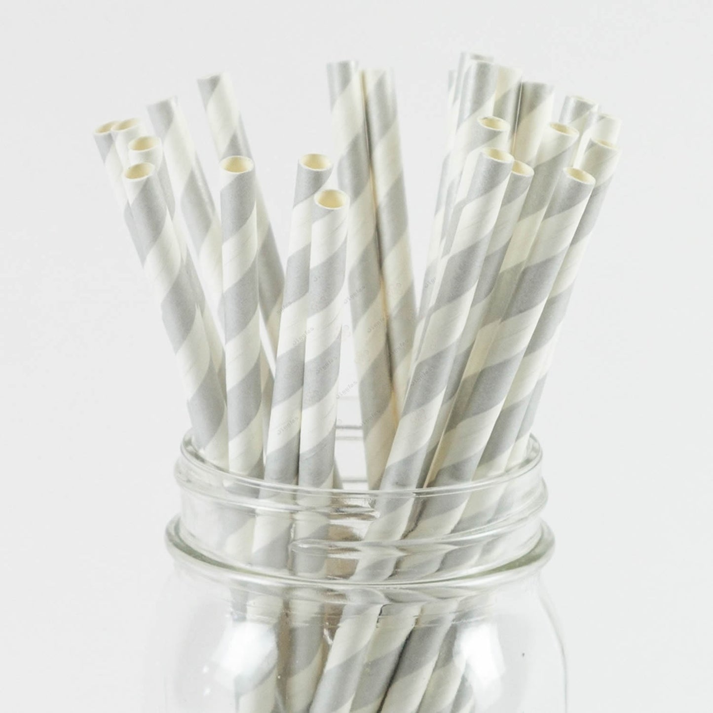 Silver Stripe Paper Straw