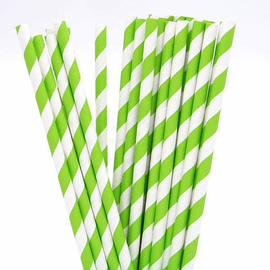 Light Green Stripe Paper Straw