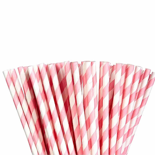 Baby Pink Stripe Paper Straw