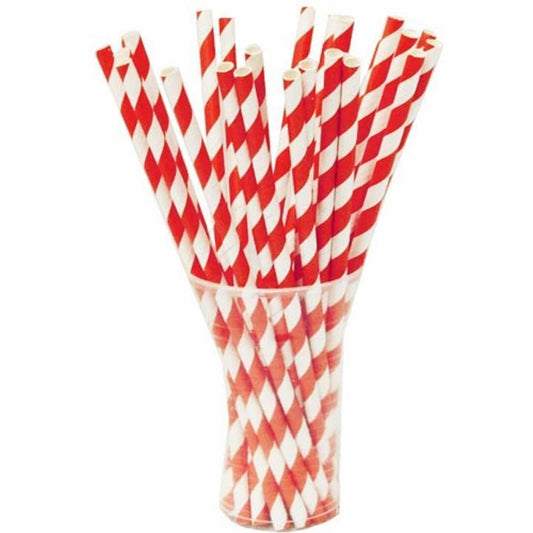 Red Stripe Paper Straw