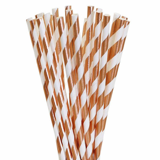 Rose Gold Stripe Paper Straw