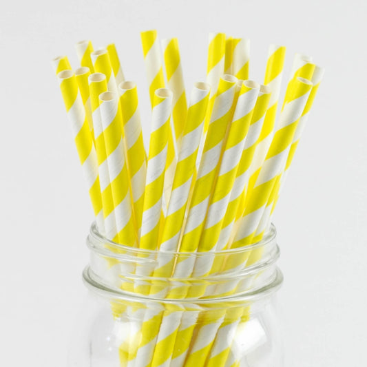 Yellow Stripe Paper Straw