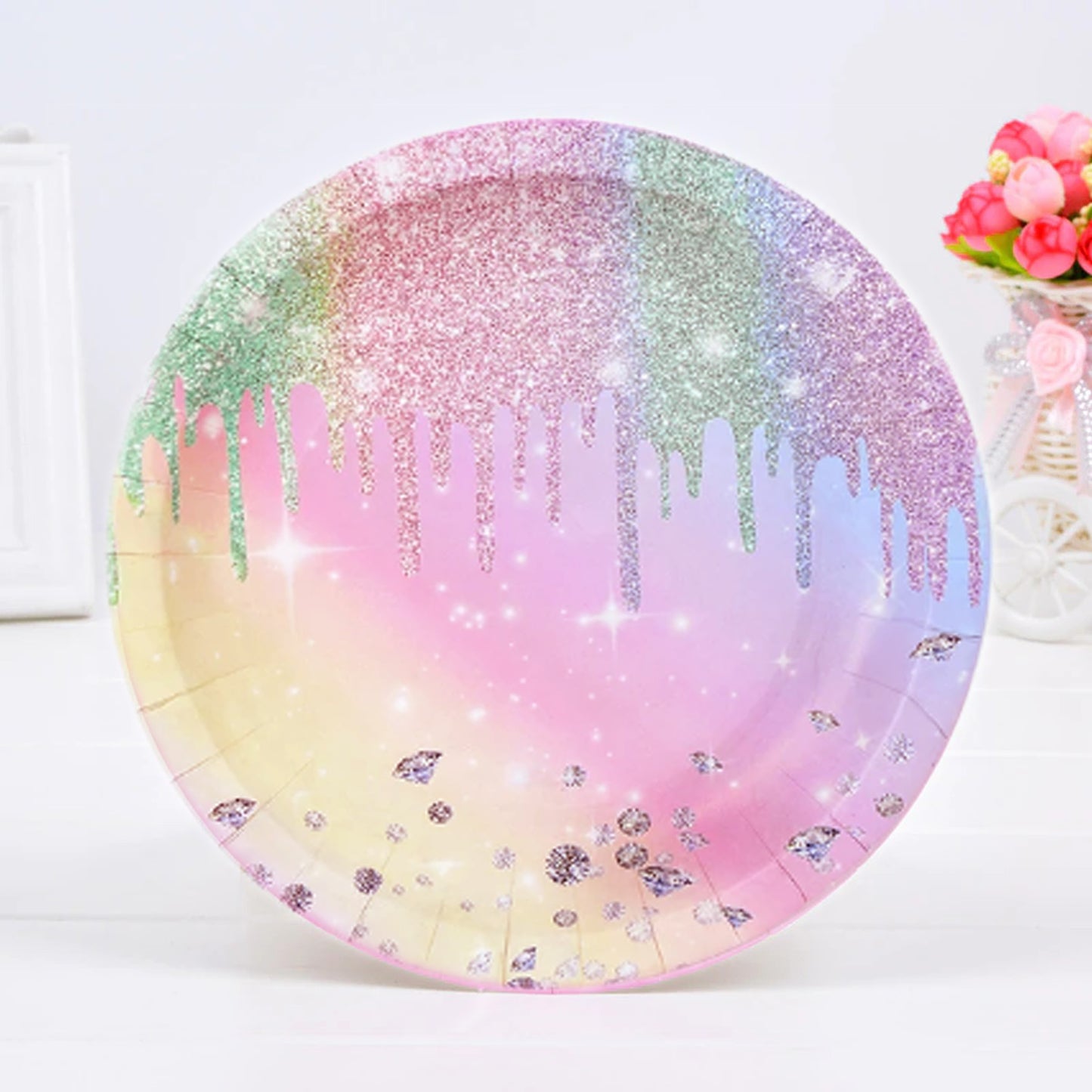 Iridescent Diamond Paper Plate