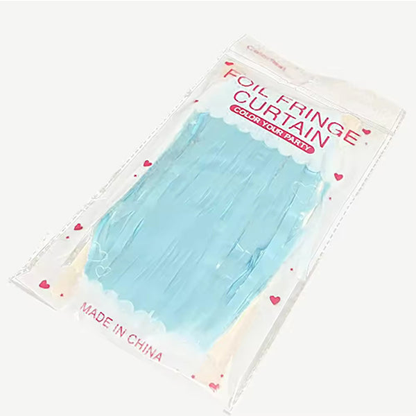 Pastel Blue Fringe Curtain