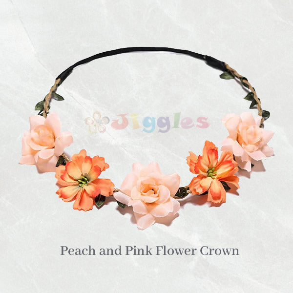 Peach and Pastel Pink Flower Crown