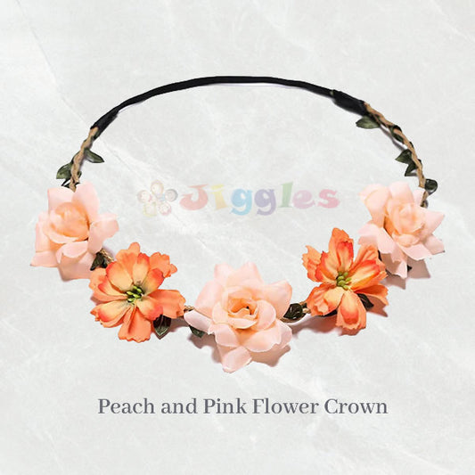 Peach and Pastel Pink Flower Crown