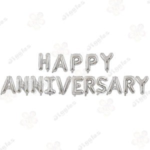 Happy Anniversary Foil Balloons Set Silver