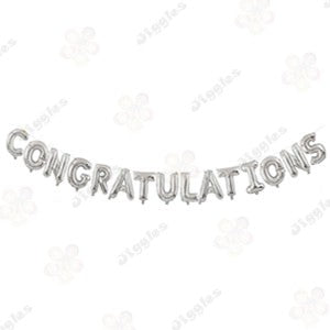 Congratulations Foil Balloons Set Silver