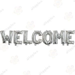 Welcome Foil Balloon Set Silver