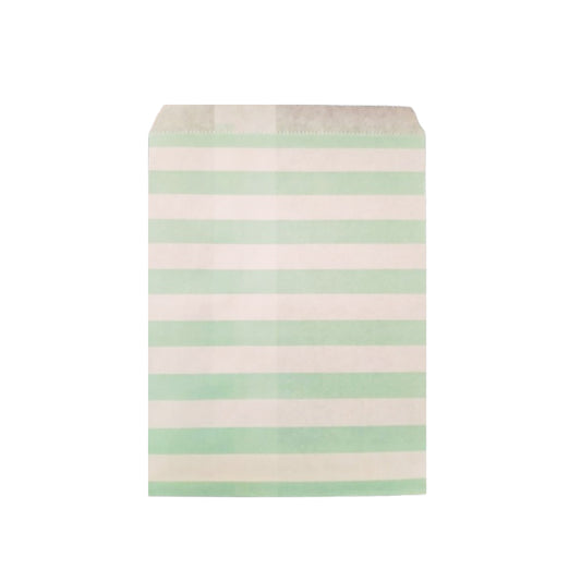 Pastel Green Striped Popcorn Paper Bags