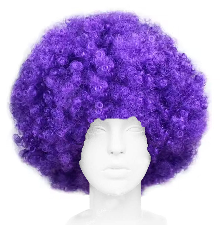 thumbnail image 2 of Adults Purple Afro Wig - 1960s 1970s Disco Hippy Fancy Dress Costume 2 of 4