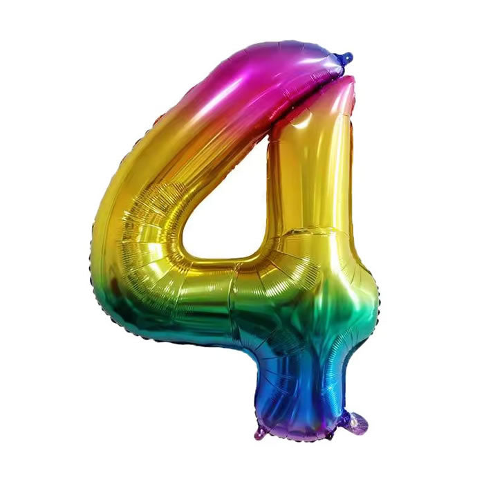 Rainbow Number 4 Foil Balloon