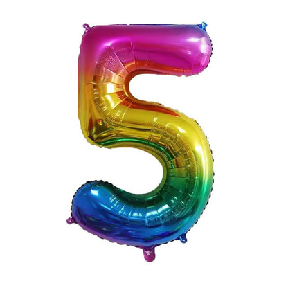 Rainbow Number 5 Foil Balloon