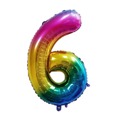 Rainbow Number 6 Foil Balloon