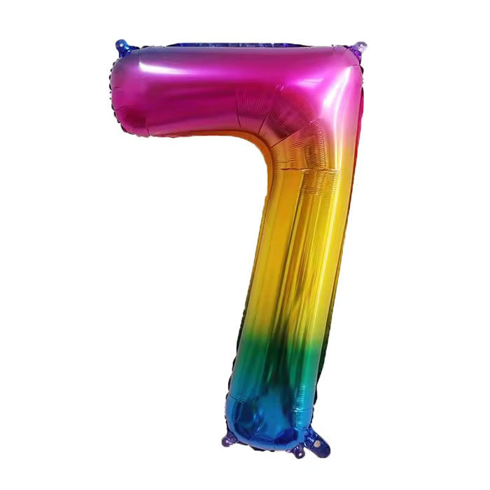 Rainbow Number 7 Foil Balloon