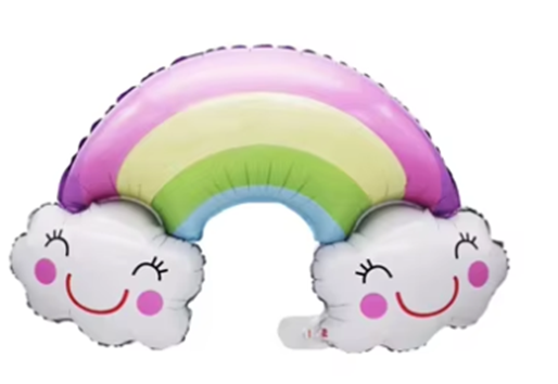 rainbow with clouds foil balloon